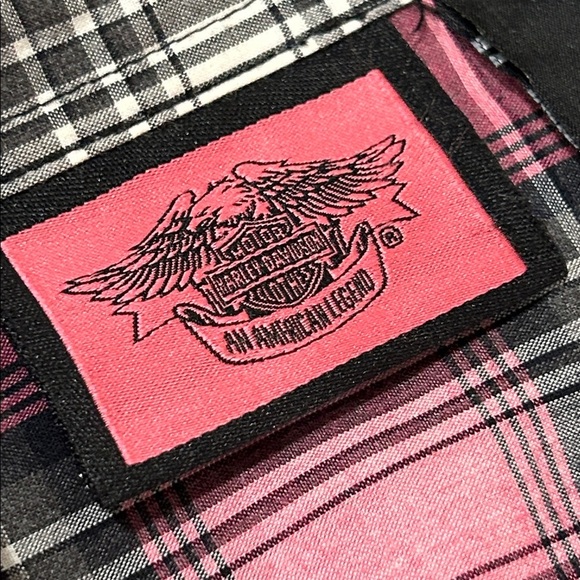 Harley Davidson Pink and Black Plaid Shirt - Picture 9 of 9
